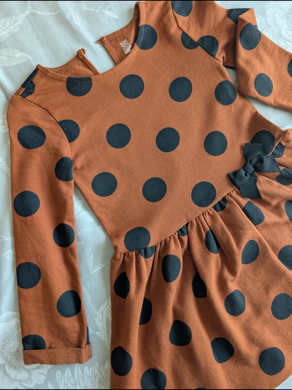 Carter's Rust Orange and Black Polka Dot Long Sleeve Dress